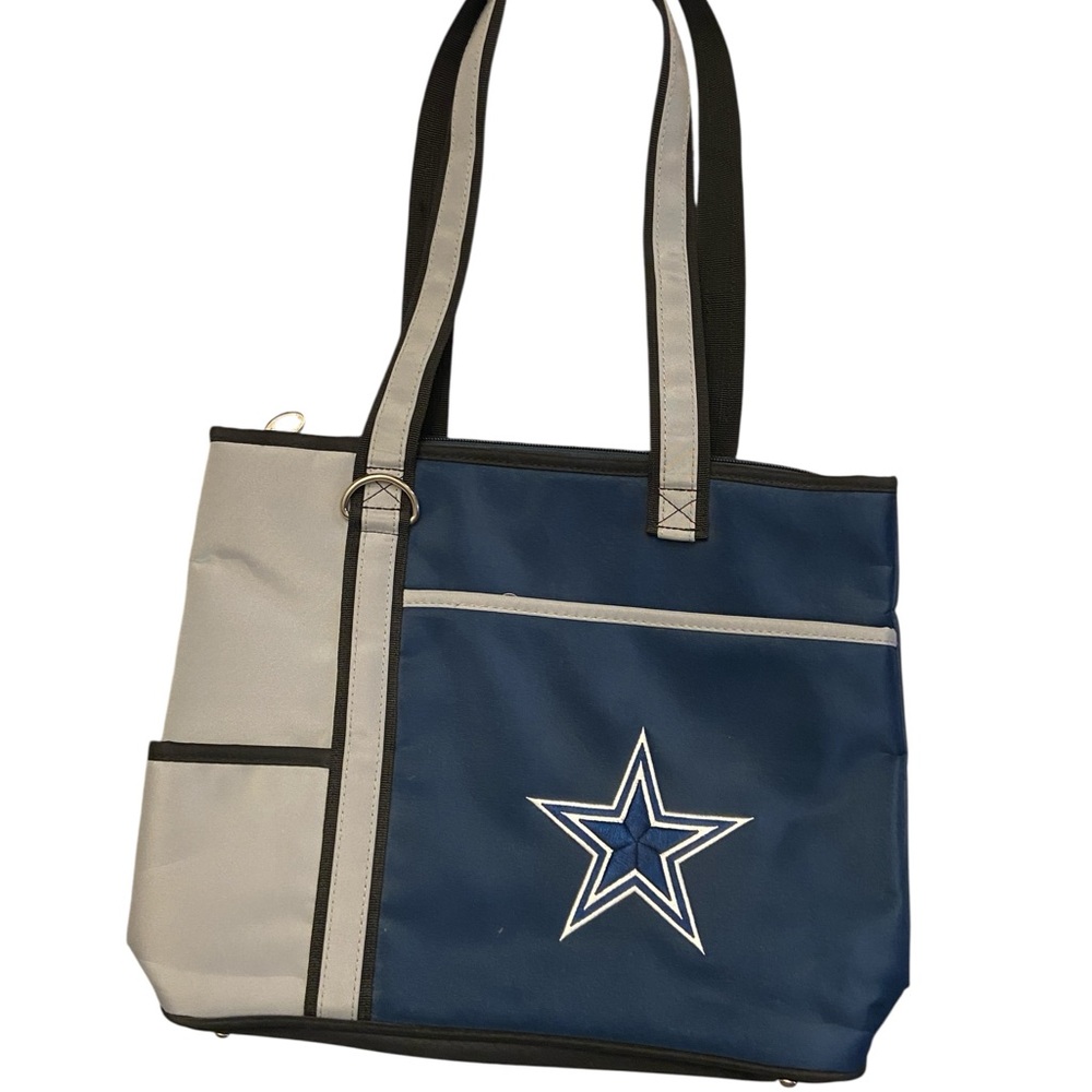 NFL Cowboys Tote Purse Bag in Gray and Blue Team Colors.